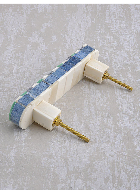 Natural Handmade Horn Bone Drawer Pull-Green, White, Blue