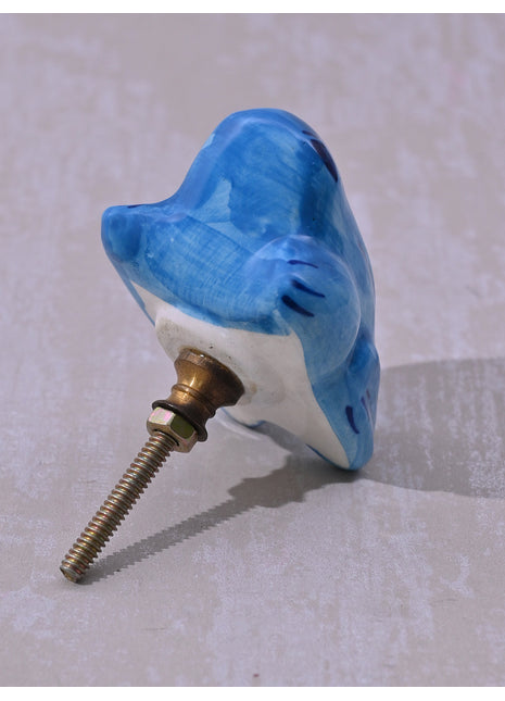 Turquoise Frog Ceramic Cabinet Kid Knob