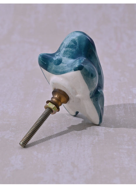 Kids Green Frog Design Ceramic Cabinet Knob