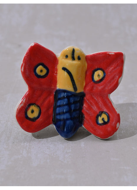 Kids Multicolor Butterfly Ceramic Cabinet Knob