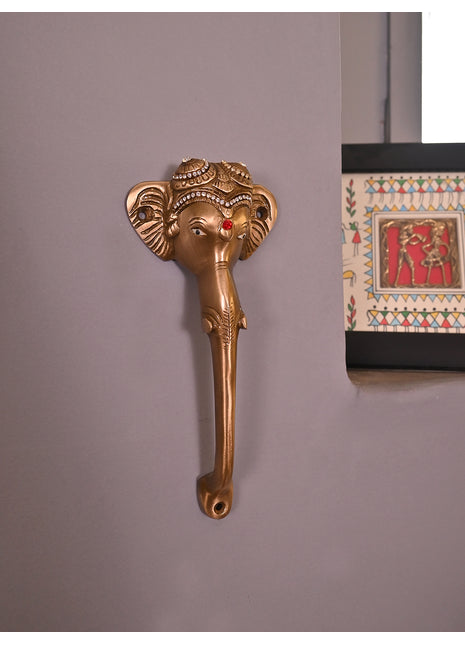 Brass Lord Ganesha Door Handle - Pure Brass Furniture Hardware for Home Decor Renovation