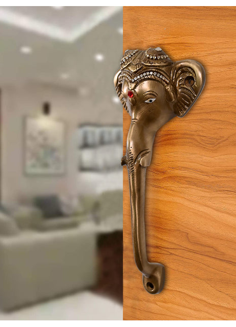 Brass Lord Ganesha Door Handle - Pure Brass Furniture Hardware for Home Decor Renovation