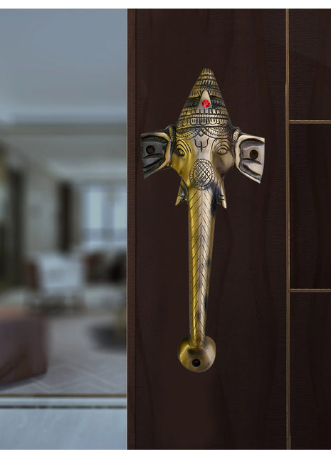 Brass Lord Ganesha Vintage Door Handle - Pure Brass Furniture Hardware for Home Decor Renovation