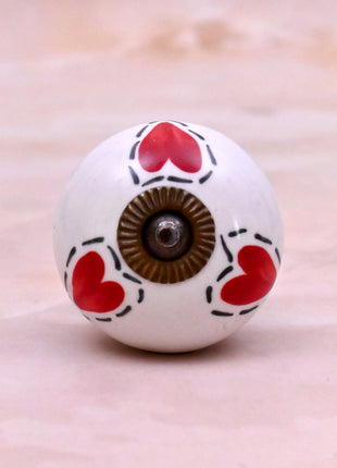 Red Heart On White Ceramic Door Knob