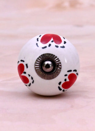 Red Heart On White Ceramic Door Knob