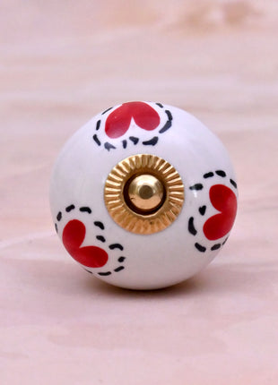 Red Heart On White Ceramic Door Knob