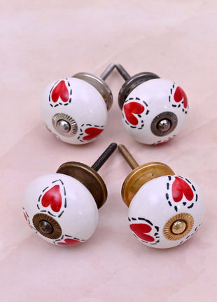 Red Heart On White Ceramic Door Knob