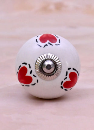 Red Heart On White Ceramic Door Knob