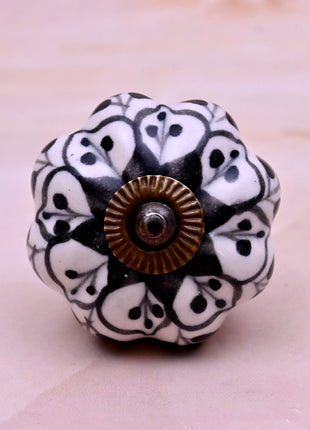Black Design on White Ceramic Door Knob