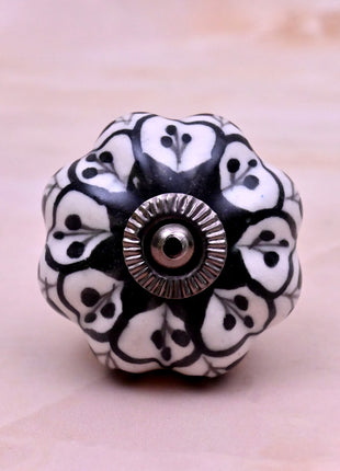 Black Design on White Ceramic Door Knob