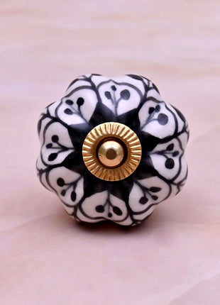 Black Design on White Ceramic Door Knob