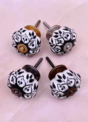 Black Design on White Ceramic Door Knob
