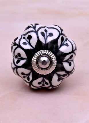 Black Design on White Ceramic Door Knob