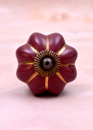 Golden Line on Dark Red Ceramic Door Knob