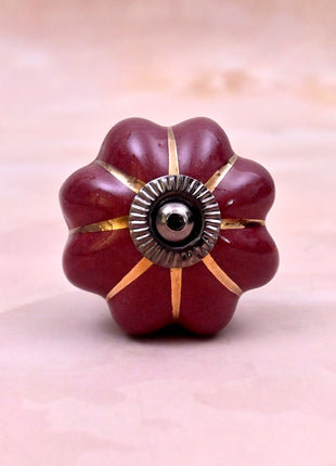 Golden Line on Dark Red Ceramic Door Knob
