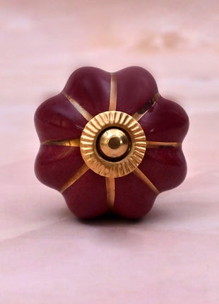 Golden Line on Dark Red Ceramic Door Knob