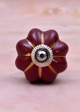 Golden Line on Dark Red Ceramic Door Knob