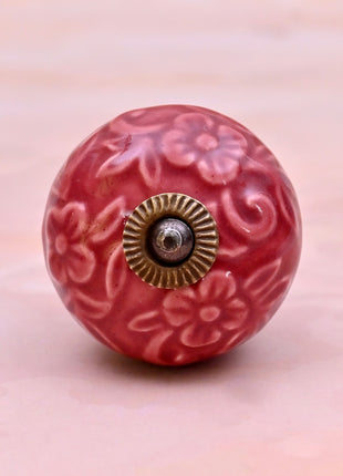 Red Flower Design Ceramic Door Knob