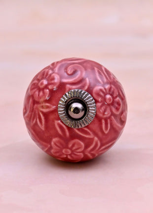 Red Flower Design Ceramic Door Knob