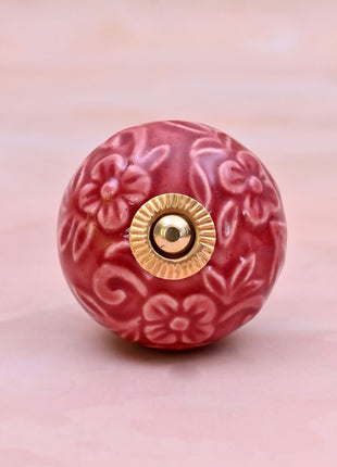 Red Flower Design Ceramic Door Knob