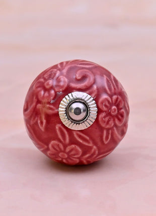 Red Flower Design Ceramic Door Knob