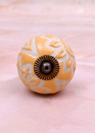 Yellow Embossed Ceramic Door Knob