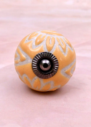 Yellow Embossed Ceramic Door Knob