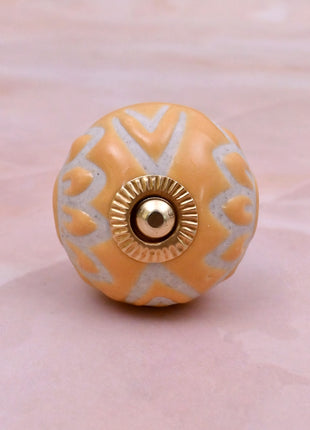 Yellow Embossed Ceramic Door Knob