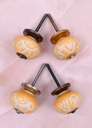 Yellow Embossed Ceramic Door Knob