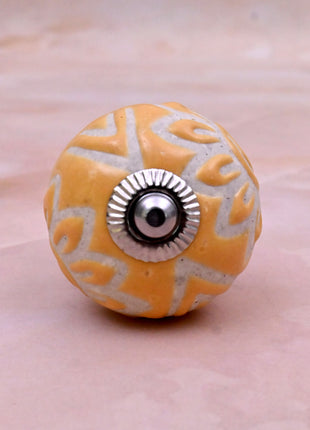 Yellow Embossed Ceramic Door Knob