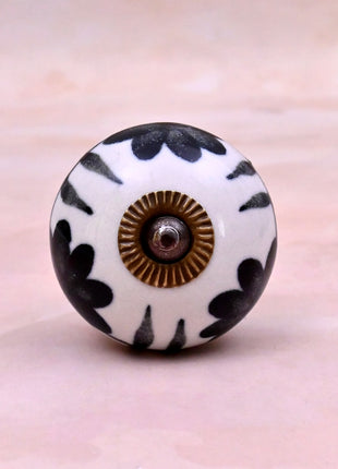 Black Design On White Ceramic Door Knob