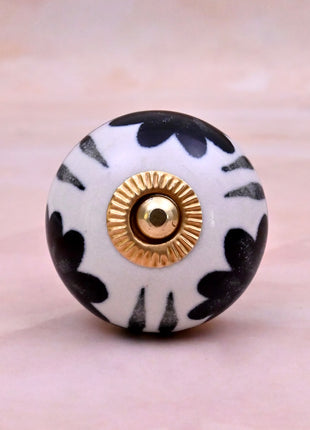 Black Design On White Ceramic Door Knob
