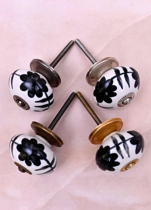 Black Design On White Ceramic Door Knob