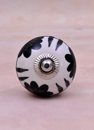 Black Design On White Ceramic Door Knob