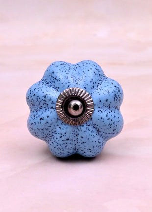 Handmade Light Blue Speckled Ceramic Flower Door Knob