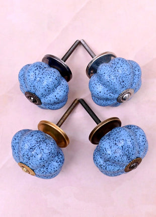 Handmade Light Blue Speckled Ceramic Flower Door Knob
