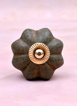 Handmade Olive Green Rustic Flower Ceramic Knob