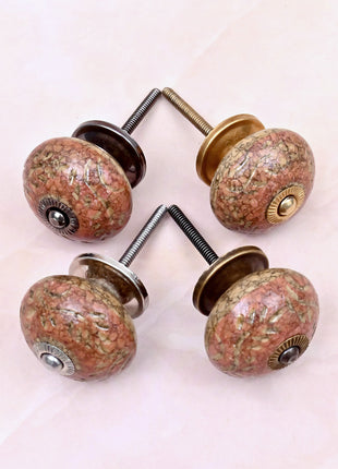 Dusty Rose Terracotta Speckled Ceramic Door Knob