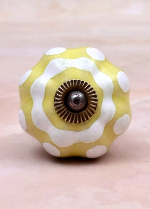 Yellow and White Ceramic Door Knob