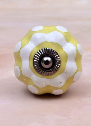 Yellow and White Ceramic Door Knob