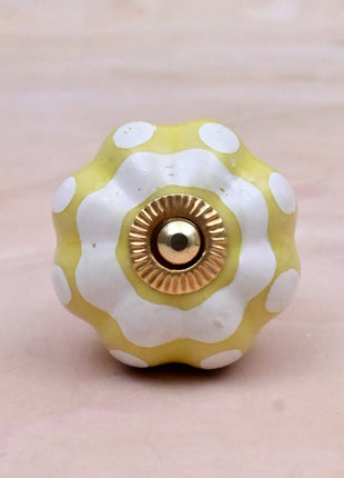 Yellow and White Ceramic Door Knob