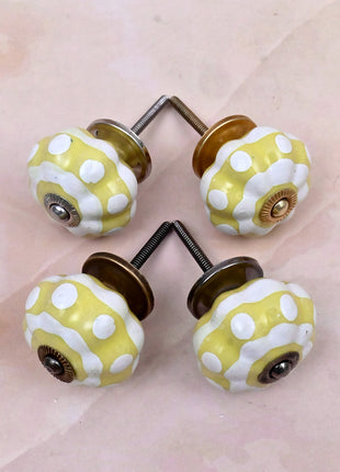 Yellow and White Ceramic Door Knob
