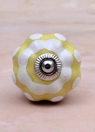 Yellow and White Ceramic Door Knob