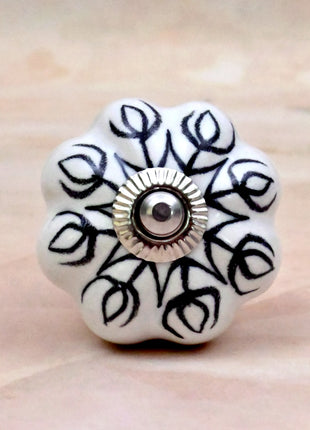 Black Design on White Ceramic Door Knob