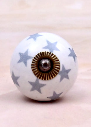 Gray Star on White Ceramic Door Knob