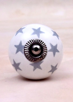 Gray Star on White Ceramic Door Knob