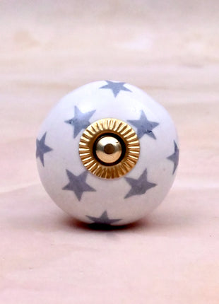 Gray Star on White Ceramic Door Knob