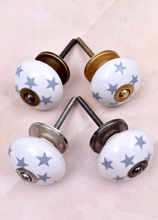 Gray Star on White Ceramic Door Knob