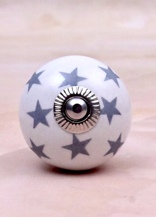 Gray Star on White Ceramic Door Knob