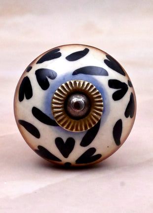 Black Heart Pattern Ceramic Door Knob